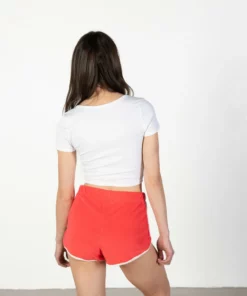 Red Terry Drawstring Dolphin Shorts -US Clothing Shop Red Terry Drawstring short 4 20769.1678310131