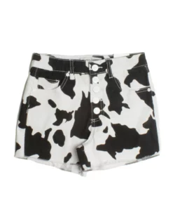 Cow Print Denim Shorts