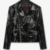 Asymmetric Black Sequin Biker Jacket