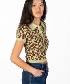 Short Sleeve Checker Mushroom Sweater -US Clothing Shop Short Sleeve Checker Mushroom Sweater 3 10719.1678229439