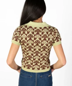 Short Sleeve Checker Mushroom Sweater -US Clothing Shop Short Sleeve Checker Mushroom Sweater 4 11911.1678229439