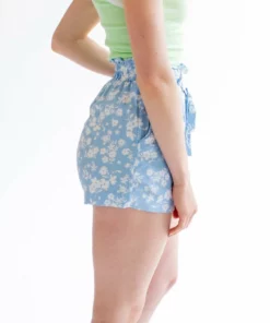Baby Blue Floral Paperbag Waist Shorts 6 Baby Blue Floral Paperbag Waist Shorts -US Clothing Shop baby blue floral paperbag waist shorts 3 21087.1692386603