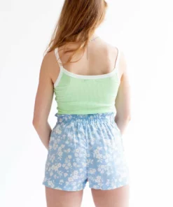 Baby Blue Floral Paperbag Waist Shorts 7 Baby Blue Floral Paperbag Waist Shorts -US Clothing Shop baby blue floral paperbag waist shorts 4 21487.1692386603