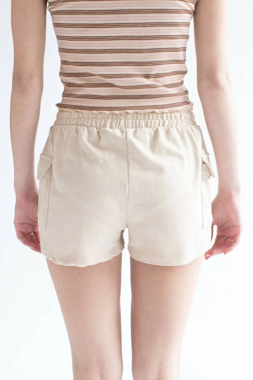 Beige Cargo Pocket Sweat Shorts 3 Beige Cargo Pocket Sweat Shorts - Image 3