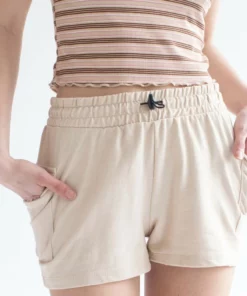 Beige Cargo Pocket Sweat Shorts