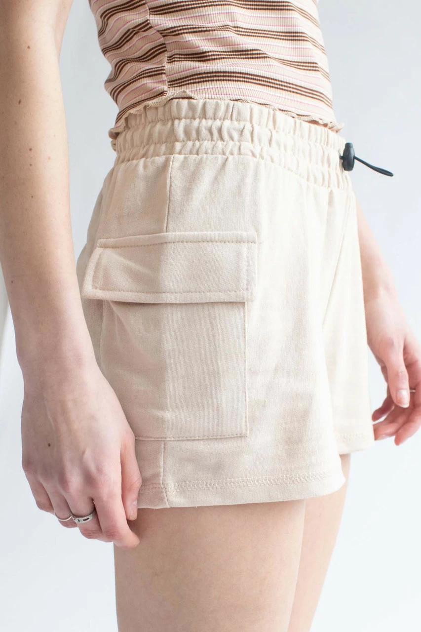 Beige Cargo Pocket Sweat Shorts 2 Beige Cargo Pocket Sweat Shorts - Image 2