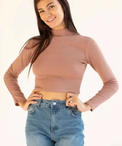Beige Mock Neck Cropped Sweater -US Clothing Shop beige mock neck cropped sweater 2 15127.1666809211