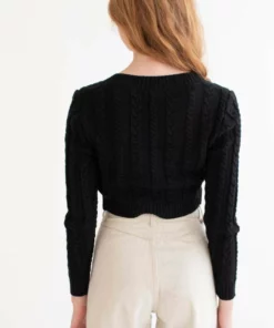 Black Cable Knit Cropped Sweater -US Clothing Shop black cable knit cropped sweater 7 84368.1666807226