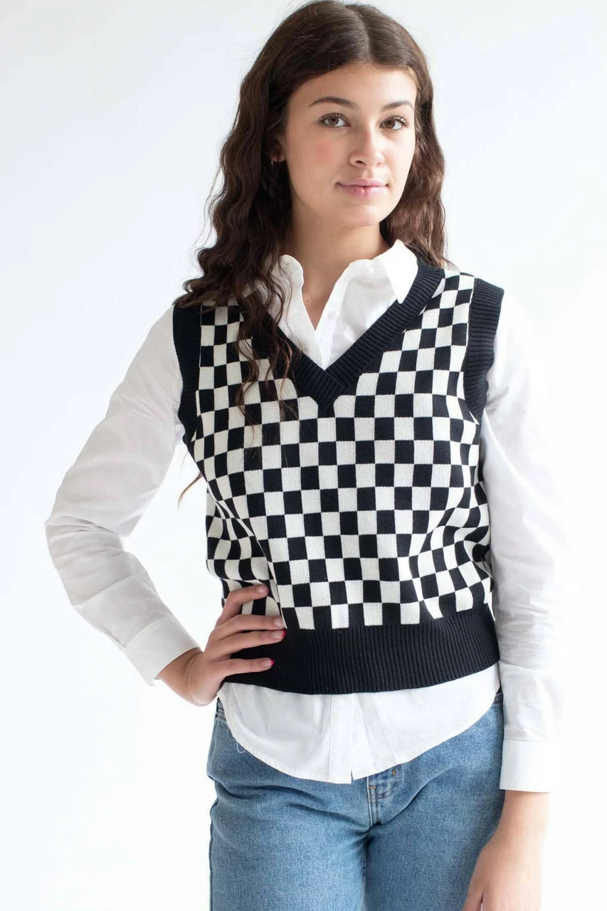 Black Checkered Sweater Vest 1 Black Checkered Sweater Vest