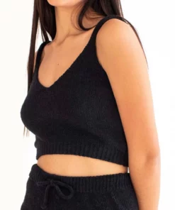 Black Chenille Tank & Shorts Set -US Clothing Shop black chenille shorts set 2 90675.1696278899