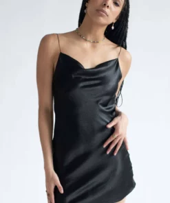 Black Cowl Neck Satin Slip Dress -US Clothing Shop black cowl neck satin slip dress 4 07625.1666807197