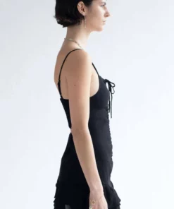 Black Crepe Ruched Front Party Dress -US Clothing Shop black crepe ruched front party dress 4 50499.1692308260