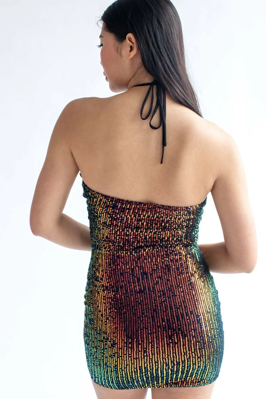Black Disco Sequin Halter Mini Dress 5 Black Disco Sequin Halter Mini Dress - Image 5