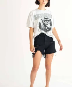 Black High Rise Cut Off Denim Shorts