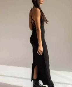 Black Lace Up Back Maxi Dress -US Clothing Shop black lace up back maxi dress 2 43211.1666806135