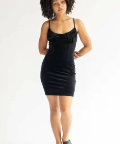 Black Lace Up Back Velvet Mini Dress -US Clothing Shop black lace up back velvet mini dress 3 19313.1666807370