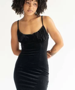 Black Lace Up Back Velvet Mini Dress -US Clothing Shop black lace up back velvet mini dress 4 35457.1666807454