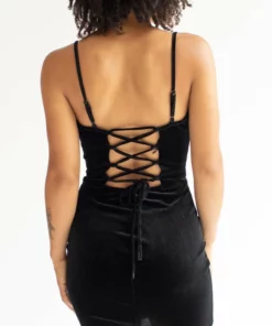 Black Lace Up Back Velvet Mini Dress -US Clothing Shop black lace up back velvet mini dress 6 31854.1666807477