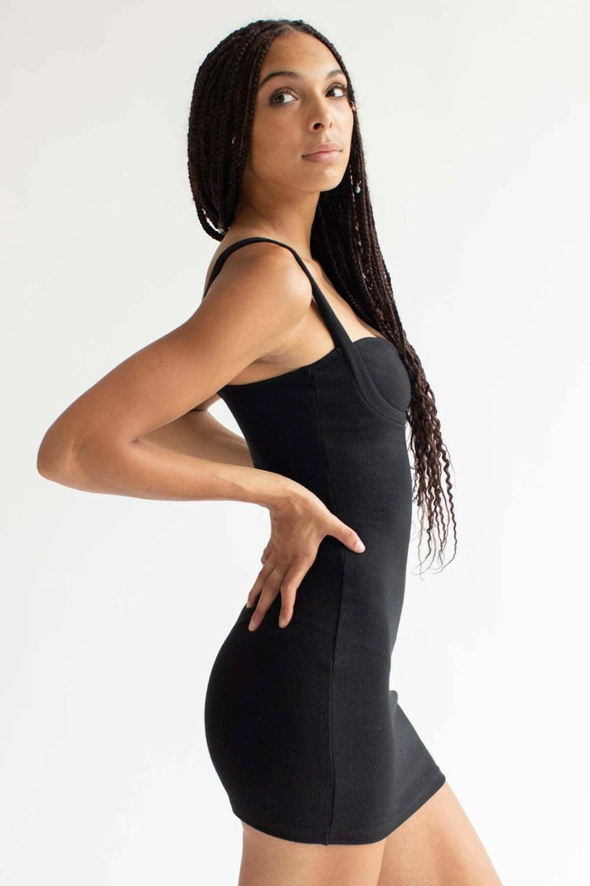 Black Lined Bust Mini Dress 3 Black Lined Bust Mini Dress - Image 3