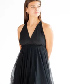 Black Mesh Midi Dress