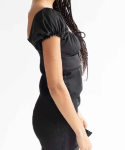 Black Milkmaid Thigh Slit Mini Dress -US Clothing Shop black milkmaid thigh slit mini dress 3 75545.1692309250