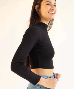 Black Mock Neck Cropped Sweater -US Clothing Shop black mock neck cropped sweater 4 75330.1666806426