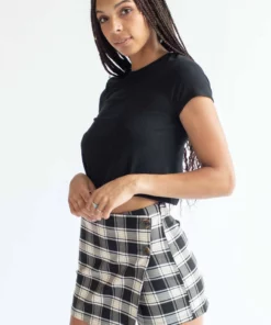 Black Plaid Stretch Skort -US Clothing Shop black plaid stretch skort 2 02935.1666808193