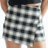 Black Plaid Stretch Skort