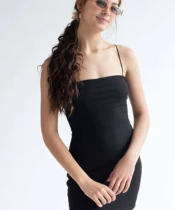 Black Ribbed Cami Dress 1