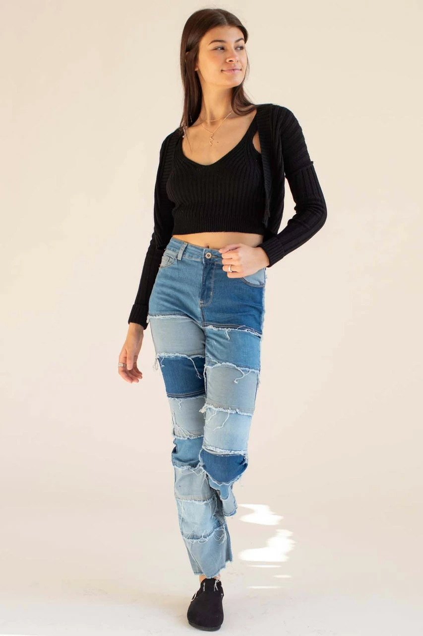 Black Ribbed Cardigan & Tank Set 3 Black Ribbed Cardigan & Tank Set - Image 3