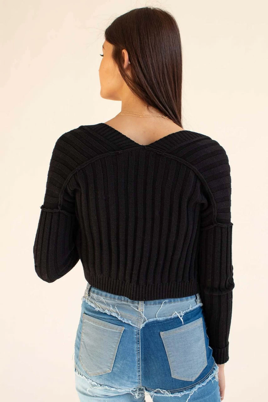 Black Ribbed Cardigan & Tank Set 4 Black Ribbed Cardigan & Tank Set - Image 4
