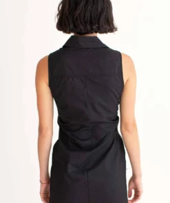 Black Ruched Sleeveless Shirt Dress -US Clothing Shop black ruched sleeveless shirt dress 5 78988.1666809173