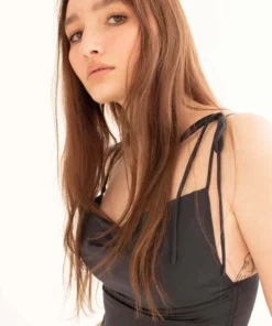 Black Satin Ruched Side Dress -US Clothing Shop black satin ruched side dress 4 98002.1666808139