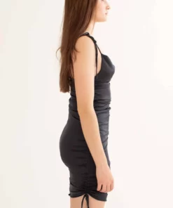 Black Satin Ruched Side Dress -US Clothing Shop black satin ruched side dress 5 98923.1666808196