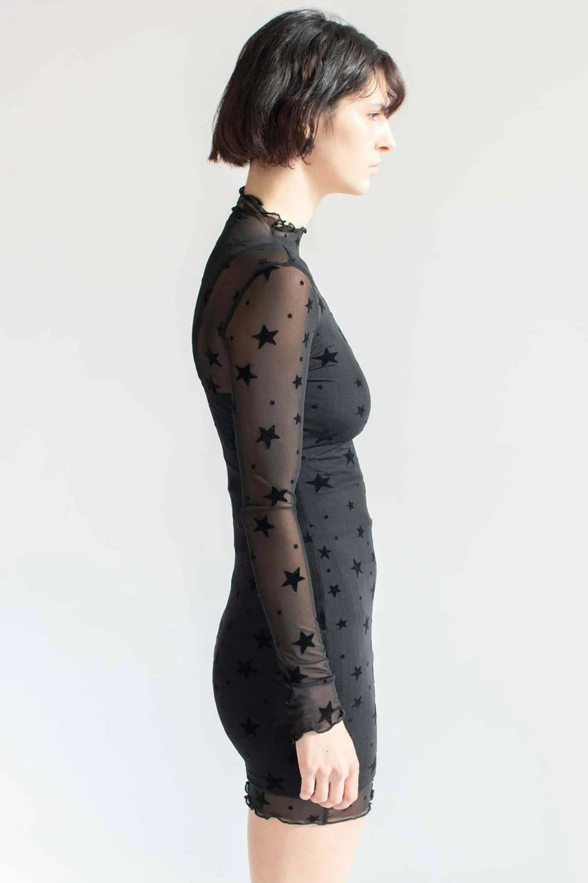 Black Stars Mesh Long Sleeve Dress 4 Black Stars Mesh Long Sleeve Dress - Image 4
