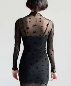 Black Stars Mesh Long Sleeve Dress 9 Black Stars Mesh Long Sleeve Dress -US Clothing Shop black stars mesh long sleeve dress 6 30275.1692309060