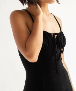 Black Velvet Milkmaid Dress