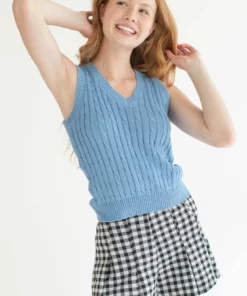 Blue Cable Knit Sweater Vest 7 Blue Cable Knit Sweater Vest -US Clothing Shop blue cable knit sweater vest 4 23725.1666806269
