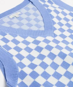 Blue Checkered Sweater Vest -US Clothing Shop blue checkered sweater vest 2 51058.1694022251