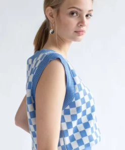 Blue Checkered Sweater Vest -US Clothing Shop blue checkered sweater vest 3 90347.1694022251