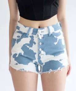 Blue Cow Print Denim Shorts 6 Blue Cow Print Denim Shorts -US Clothing Shop blue cow print denim shorts 3 81966.1692386884