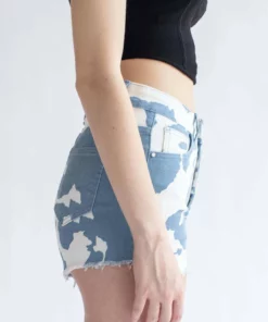 Blue Cow Print Denim Shorts 8 Blue Cow Print Denim Shorts -US Clothing Shop blue cow print denim shorts 4 06757.1692386884