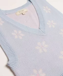 Blue Daisy Sweater Vest -US Clothing Shop blue daisy sweater vest 1 00095.1692388948