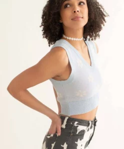 Blue Daisy Sweater Vest