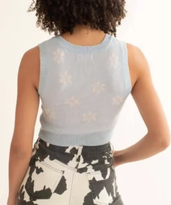 Blue Daisy Sweater Vest -US Clothing Shop blue daisy sweater vest 4 39050.1692388948