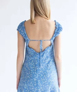 Blue Ditsy Floral Milkmaid Dress -US Clothing Shop blue ditsy floral milkmaid dress 5 56838.1666808441