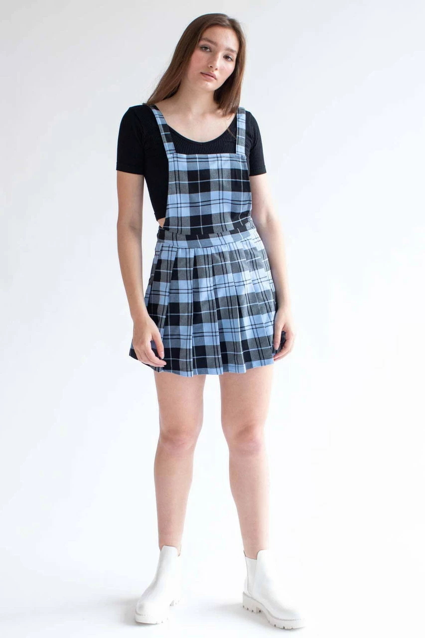 Blue Plaid Pleated Jumper 1 Blue Plaid Pleated Jumper