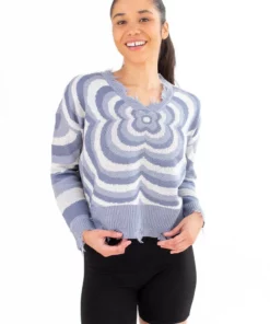 Blue Psychedelic Flower Sweater
