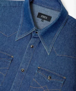 Blue Indigo Denim 70's Western Shirt -US Clothing Shop bluedenimdetails