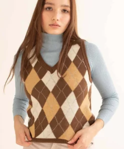 Brown Argyle Sweater Vest